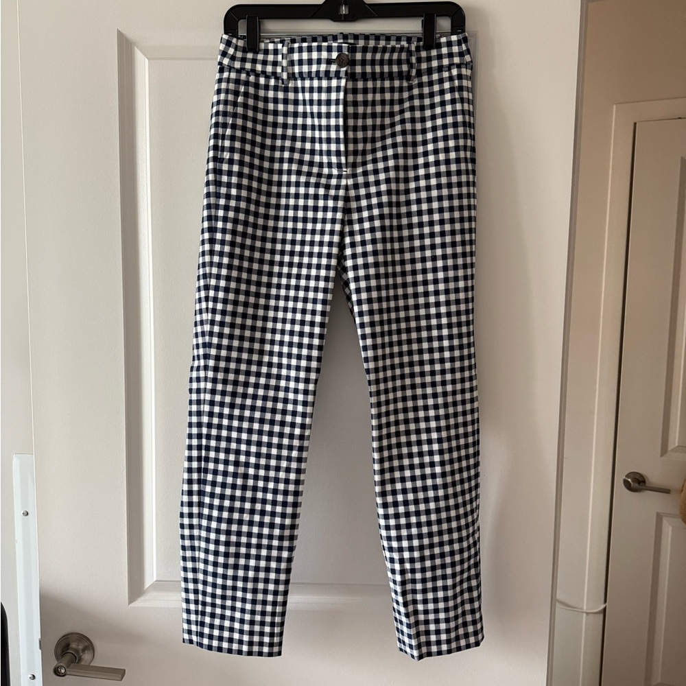 J. Crew Navy and White Gingham Pants